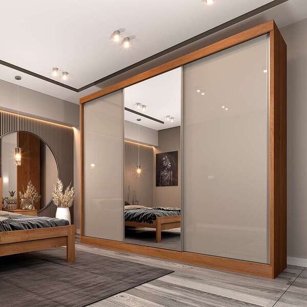 Guarda-roupa Casal Com Espelho Milão Flex 3 Pt 6 Gv Cinamomo