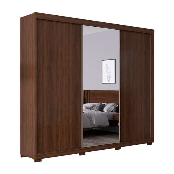 Guarda-roupa Casal Com Espelho New Prime 3 Pt 6 Gv Jacarandá