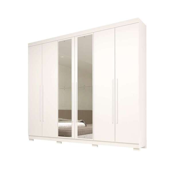 Guarda-roupa Casal Com Espelho Núbia 6 Pt 4 Gv Branco