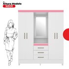 Guarda-roupa Casal Com Espelho Pérsia 4 Pt 3 Gv Branco E Rosa