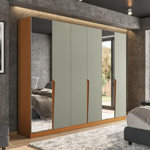 Guarda-roupa Casal Com Espelho Porto 6 Portas 4 Gavetas Freij