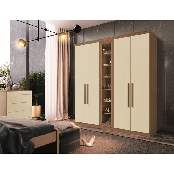 Guarda Roupa Casal Com Espelho Reflecta 5 Portas Slow Motion