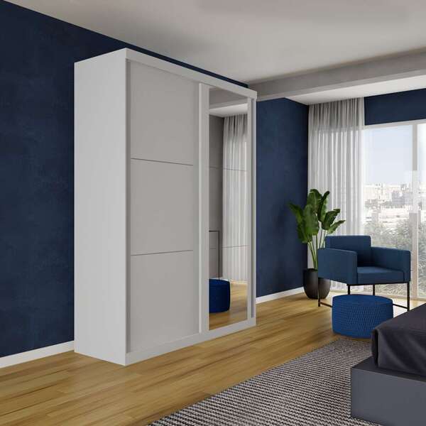 Guarda-roupa Casal Com Espelho Senegal 2 Pt Branco