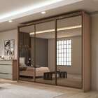 Guarda-roupa Casal Com Espelho Spazio 3 Pt 6 Carvalho E Off W