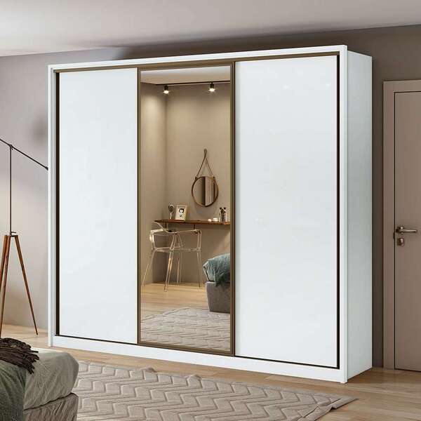 Guarda-roupa Casal Com Espelho Spazio 3 Pt 6 Gv Branco