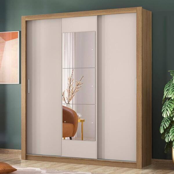 Guarda Roupa Casal Com Espelho Taranto Amendola/off White