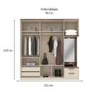 Guarda-roupa Casal Com Espelho Tivolli 3 Pt 4 Gv Off White