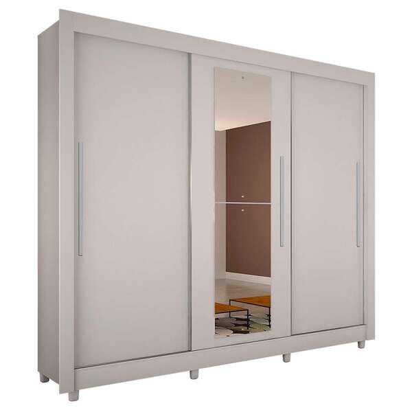 Guarda-roupa Casal Com Espelho Tokio 3 Pt 4 Gv Branco
