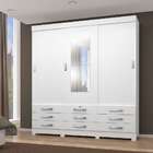 Guarda-roupa Casal Com Espelho Tóquio 3 Pt 9 Gv Branco