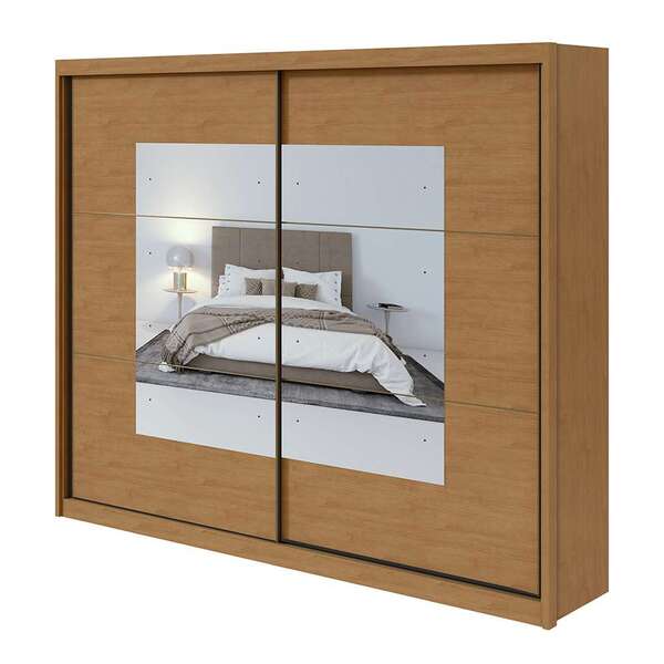 Guarda-roupa Casal Com Espelho Toronto Flex 2 Pt 6 Gv Amêndoa