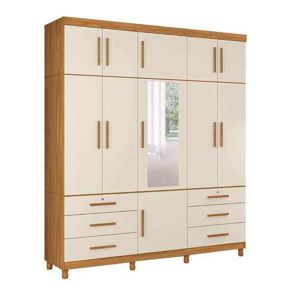 Guarda-roupa Casal Com Espelho Triton Plus 10 Pt 6 Gv Off Whi