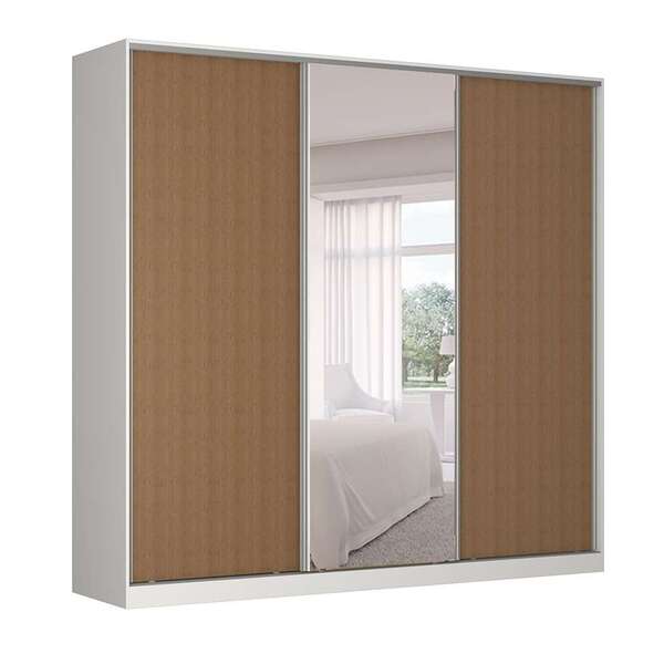 Guarda-roupa Casal Com Espelho Tunas I 3 Pt 3 Gv Branco E Mar