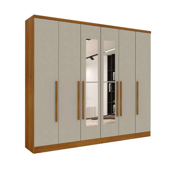 Guarda-roupa Casal Com Espelho Veneza Ii 6 Pt 4 Gv Cinamomo E