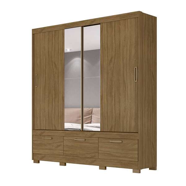 Guarda-roupa Casal Com Espelho Verona 2 Pt 3 Gv Naturale