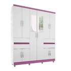 Guarda-roupa Casal Com Espelho Vick Flex 10 Pt Branco E Lilas