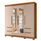 Guarda-roupa Casal Com Espelho Vivacce 4 Pt 4 Gv Jatobá E Fen