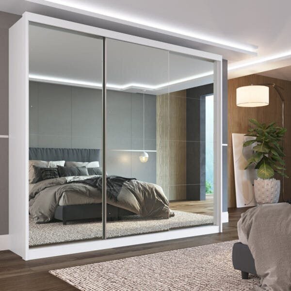 Guarda Roupa Casal Com Espelhos 3 Portas 4 Gavetas 100% Mdf L