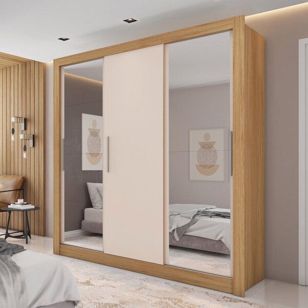 Guarda Roupa Casal Com Espelhos 3 Portas 4 Gavetas Quito Espr