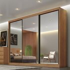 Guarda Roupa Casal Com Espelhos 3 Portas 8 Gavetas Miami Novo