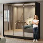 Guarda Roupa Casal Com Espelhos 3 Portas De Correr 6 Gavetas