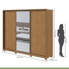 Guarda Roupa Casal Com Espelhos 3 Portas De Correr 6 Gavetas