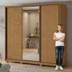 Guarda Roupa Casal Com Espelhos 3 Portas De Correr 6 Gavetas