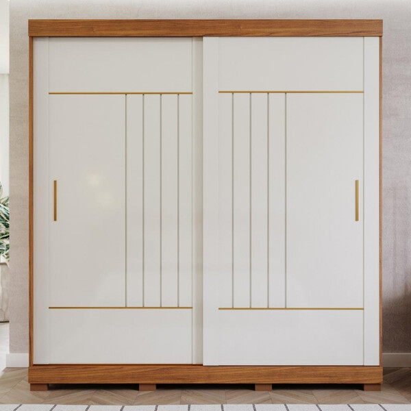 Guarda Roupa Casal Com Pés 2 Portas De Correr 100 Mdf Ayla Pa