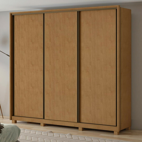 Guarda Roupa Casal Com Pés 3 Portas 6 Gavetas Spazio Flex 245