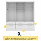 Guarda Roupa Casal Com Pés 3 Portas De Correr 9 Gavetas 199cm