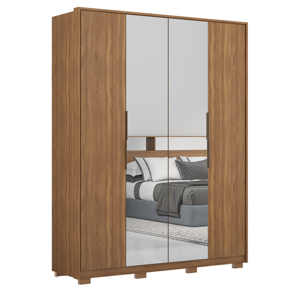 Guarda Roupa Casal Com Pés 4 Portas 2 Com Espelhos Attore D02