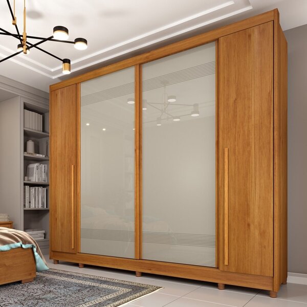 Guarda Roupa Casal Com Pés 4 Portas 4 Gavetas Luxor Espresso