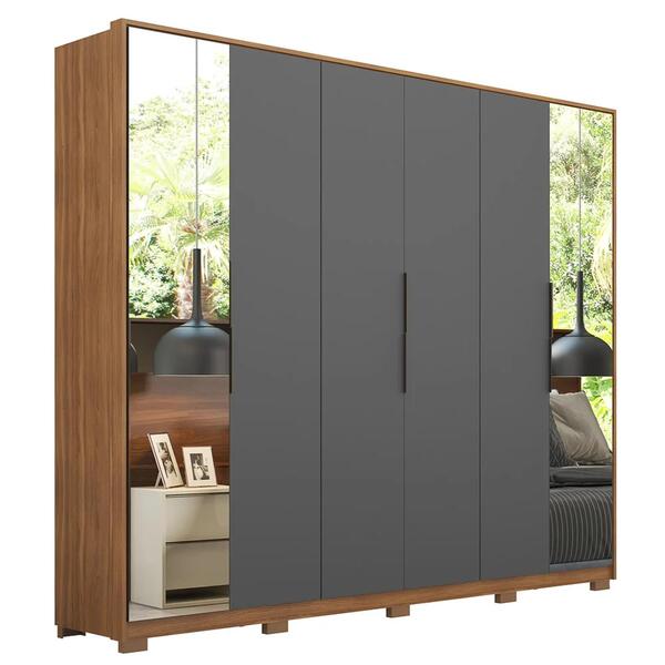 Guarda Roupa Casal Com Pés 6 Portas 2 Com Espelhos  Atrice D0