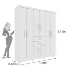 Guarda Roupa Casal Com Pés 6 Portas 4 Gavetas 180cm Arizona