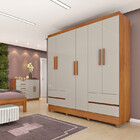 Guarda Roupa Casal Com Pés 6 Portas 4 Gavetas - Oregon-cinamo