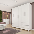 Guarda Roupa Casal Com Pés 6 Portas 4 Gavetas - Oregon-neve -
