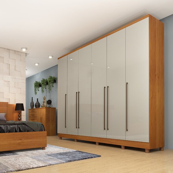 Guarda-roupa Casal Com Pés 6 Portas 8 Gavetas 270cm Sevilla