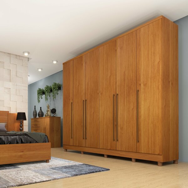 Guarda-roupa Casal Com Pés 6 Portas 8 Gavetas 270cm Sevilla