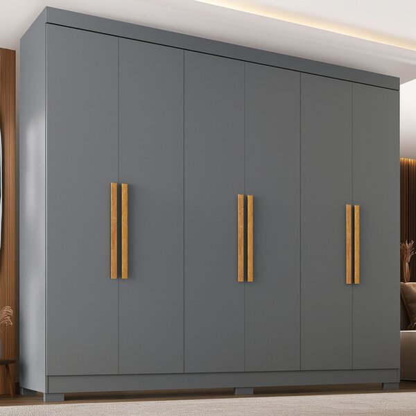 Guarda Roupa Casal Com Pés Paris 6 Portas 2 Gavetas Paris Esp