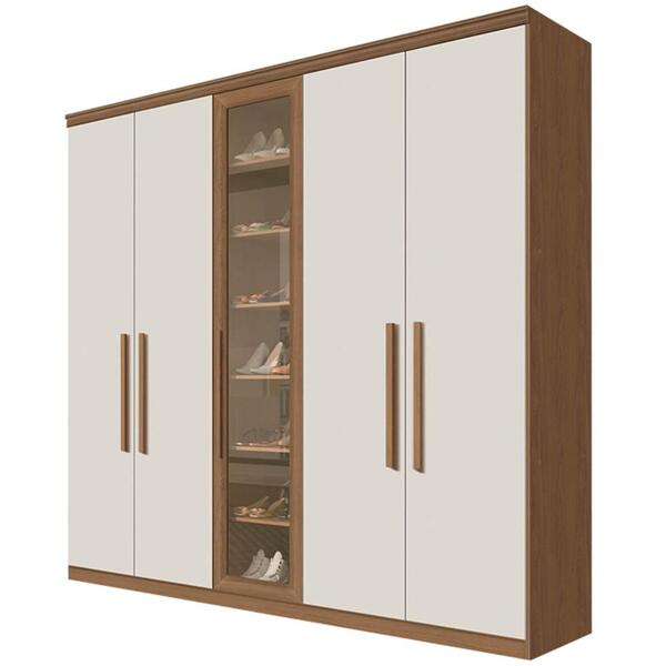Guarda Roupa Casal Com Sapateira 5 Portas Duo F08 Freijó/off