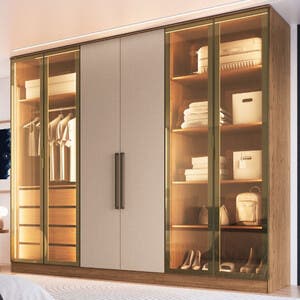 Reflecta Guarda Roupa Casal Com Vidro Reflecta Led 6 Portas Em Mdf Berlim Móveis ...
