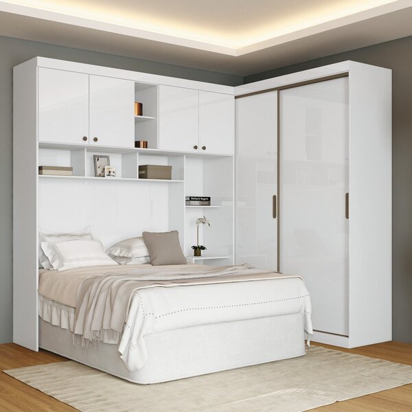 Guarda Roupa Casal Compacto 6 Portas 7 Nichos 5 Gavetas Paris