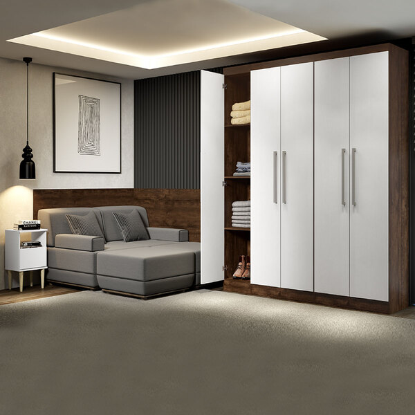 Guarda Roupa Casal Completo Modulado 200 Cm 6 Peças Mdp Casta