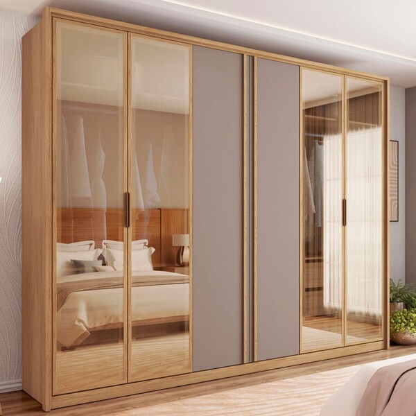 Guarda-roupa Casal Cristal 6 Portas Reflecta 6 Gavetas Buriti