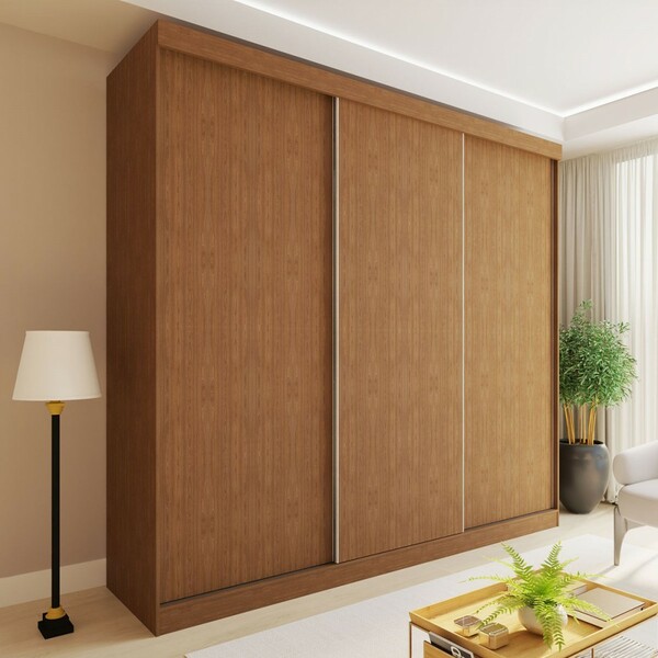 Guarda-roupa Casal Cronos 3 Portas De Correr 4 Gavetas Carval