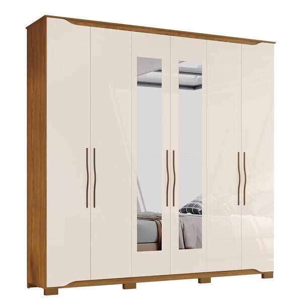 Guarda Roupa Casal Dallas 6 Portas E 4 Gavetas Com Espelho -