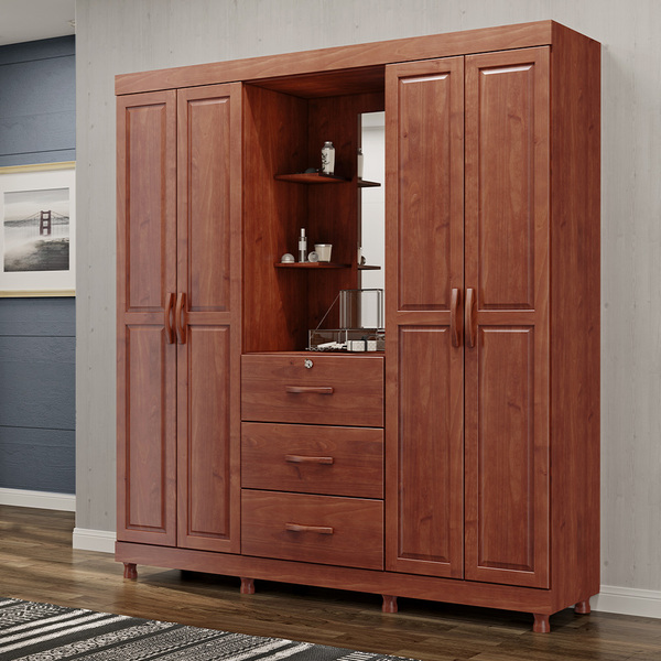 Guarda Roupa Casal Decorativo Gwen Madeira 04 Portas Com Cape