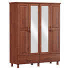 Guarda Roupa Casal Decorativo Gwen Madeira 04 Portas Imbuía G