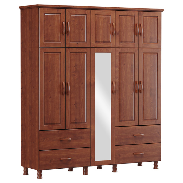 Guarda Roupa Casal Decorativo Gwen Madeira 05 Portas Com Maleiro E