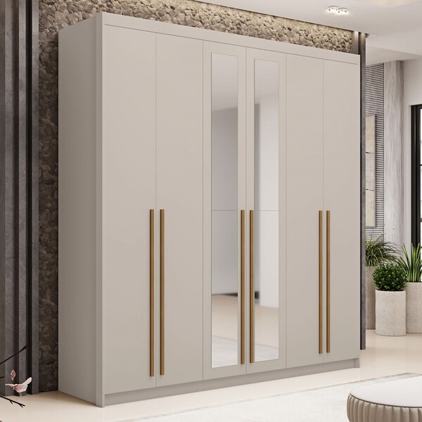 Guarda-roupa Casal Denver 6 Portas 3 Gavetas Com Espelho Fend