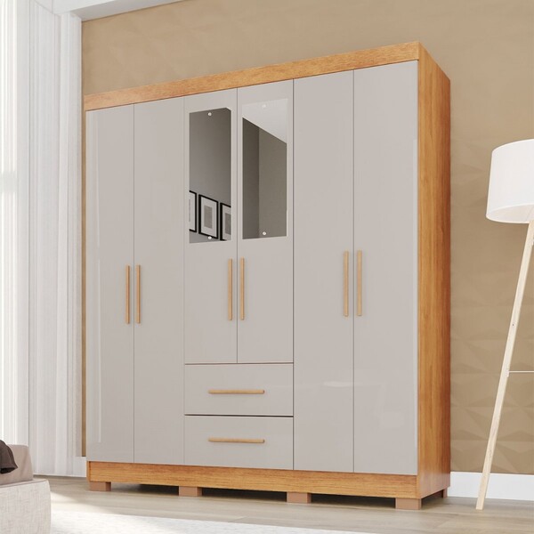 Guarda-roupa Casal Diamante Premium 6 Portas 2 Gavetas Com Pé